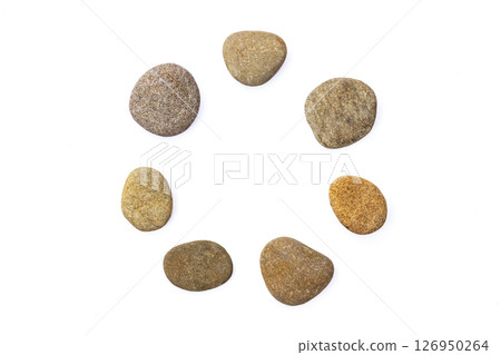 Round pebble material on a white background 126950264