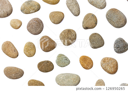 Round pebble material on a white background 126950265