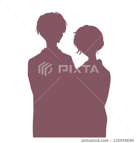 穿著和服的男人和女人的剪影 穿著和服的男人和女人的剪影 126950690
