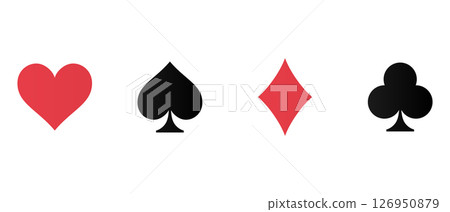Suit deck of playing cards on white background. 126950879