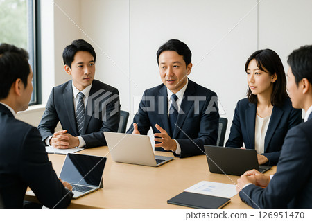 一位商人在辦公室開會 126951470