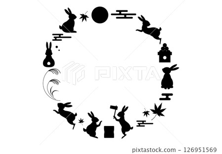 Moon viewing/Full moon frame vector illustration Moon viewing/Full moon frame vector illustration 126951569