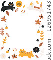 Orange cute cat frame 126951743