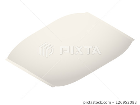 Isometric illustration of a plain white rice bag filled with rice. 126952088