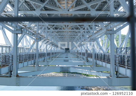 The framework under the road of the Onaruto Bridge seen from the Shikoku side 126952110