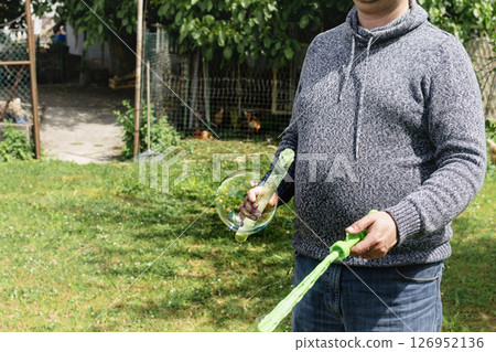 Soap bubble, outdoors activity and leisure for happy kid, real life photo Soap bubble, outdoors activity and leisure for happy kid, real life photo 126952136