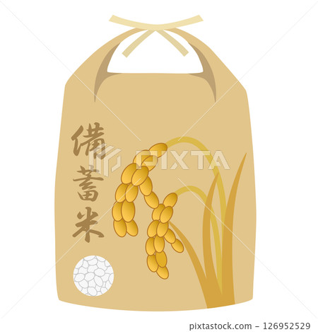 印有稻穗圖案的囤積米袋 126952529