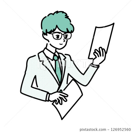 Businessman checking documents (green) Businessman checking documents (green) 126952560
