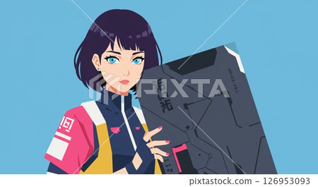 Sticking to her beliefs! A beautiful female warrior holding a sword 126953093