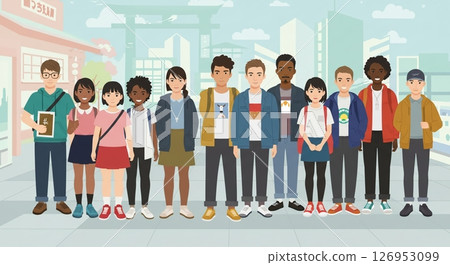 A gathering of diverse personalities! A vibrant group of people 126953099
