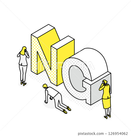 NG 標記和抑鬱者的插圖(等距) NG 標記和抑鬱者的插圖(等距) 126954062