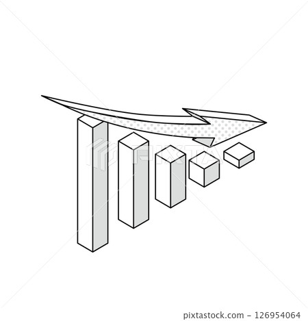 長條圖和向下箭頭的插圖 126954064