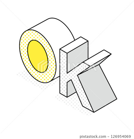 3D illustration of OK (pop, yellow) 126954069