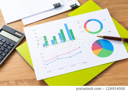 Paperclip, graph, calculator and file Paperclip, graph, calculator and file 126954088