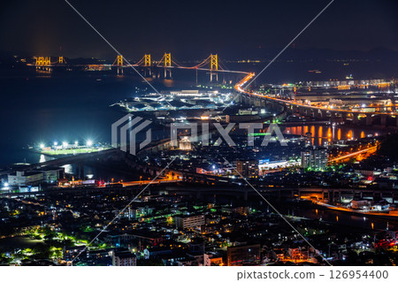 《Kagawa Prefecture》Night view of the Great Seto Bridge and Aonoyama Mountaintop Observatory 126954400
