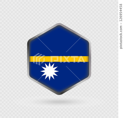 Nauru Flag Icon in Hexagon Shape. Nauru Flag Icon in Hexagon Shape. 126954458