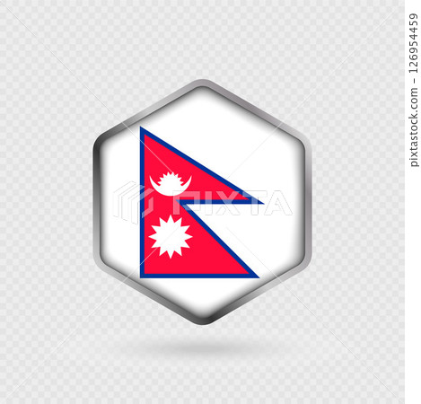 Nepal Flag Icon in Hexagon Shape. Nepal Flag Icon in Hexagon Shape. 126954459