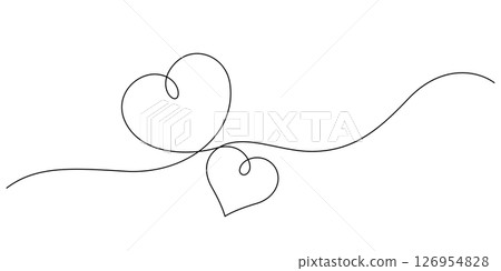hearts symbol couple love line art continuous decorative handdrawn 126954828