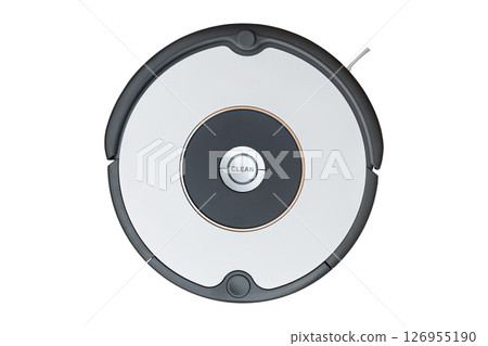 robot vacuum cleaner, home automatic robotic vacuum cleaning machine isolated on white background 126955190