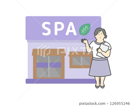 一位女性美容顧問在指導水療中心建築插畫 一位女性美容顧問在指導水療中心建築插畫 126955246