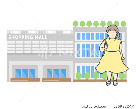 Woman enjoying shopping Shopping mall Building Illustration Woman enjoying shopping Shopping mall Building Illustration 126955247