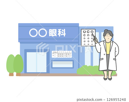 眼科醫生婦女做視力測試眼科診所建築圖 126955248