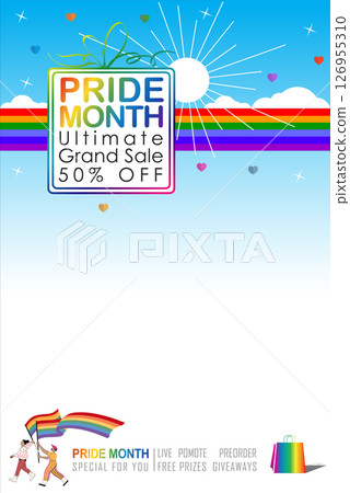 Pride Month sale! Celebrate love & diversity with our Ultimate Grand Sale banner Template and colorful LGBT rainbow design. The copy space banner background for vector and illustration. Pride Month sale! Celebrate love & diversity with our Ultimate Grand Sale banner Template and colorful LGBT rainbow design. The copy space banner background for vector and illustration. 126955310