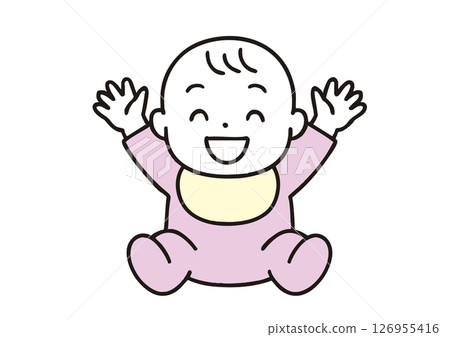 Baby laughing with hands up 126955416
