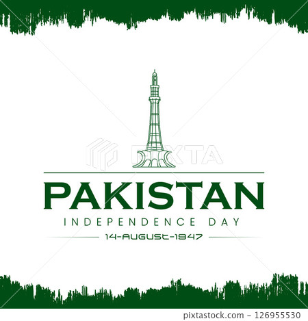 Pakistan Independence Day Vector Graphic with Minar-e-Pakistan - 14th August 1947 126955530