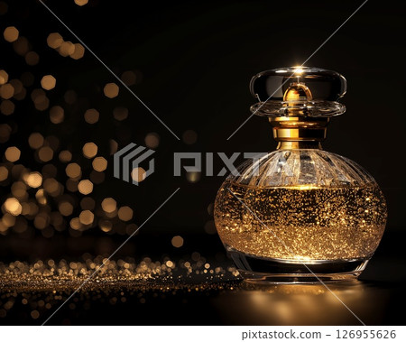 Luxury perfume bottle with gold glitter, advertising concept 126955626