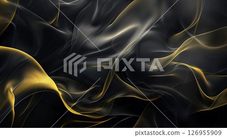 Glow smoke yellow and black luxury texture flow swirl 126955909