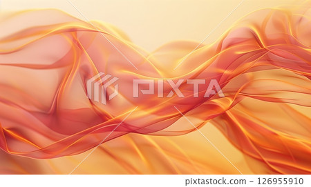 abstract smoke yellow and brown delicate flow wave iridescent 126955910
