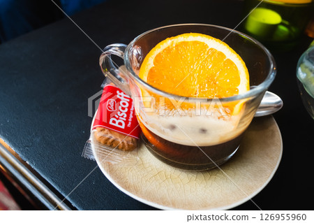 Orange coffee in a coffee shop Orange coffee in a coffee shop 126955960