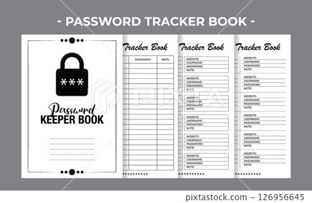 Printable Interior Pages KDP Password Tracker Book Vector Design Template 126956645