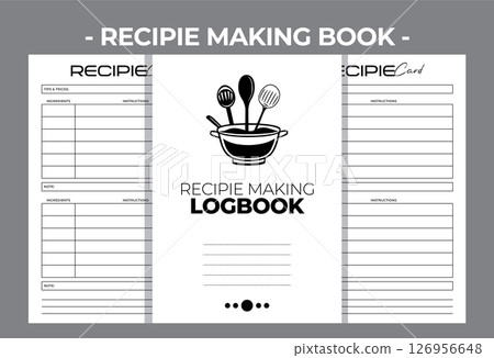 Printable Interior Pages KDP Recipe Cooking Kitchen Blank Book Vector Design Template Printable Interior Pages KDP Recipe Cooking Kitchen Blank Book Vector Design Template 126956648