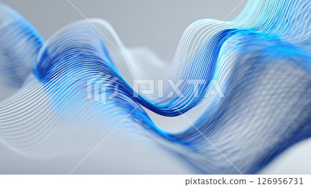 Dreamlike blue wave patterns flowing through a digital abstract scene, perfect for screen backgrounds 126956731