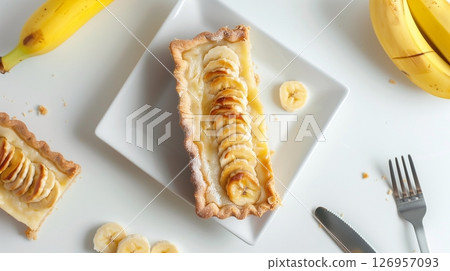 Banana pie cake gluten free healthy snack food for family teatime party 126957093