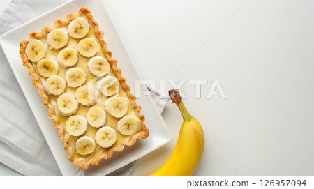 Banana pie cake gluten free healthy snack food for family teatime party 126957094