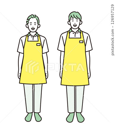 Simple illustration of a man and woman working in a housekeeping service 126957129