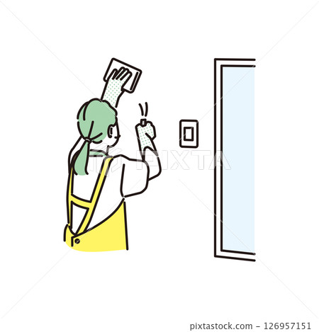 Simple illustration Housekeeping service Woman wiping the wall Person 126957151