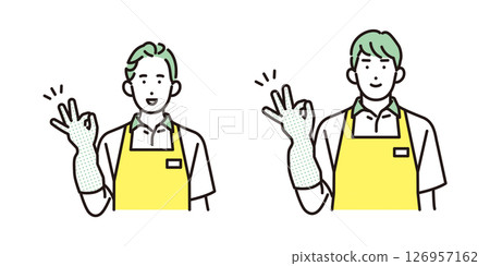 在家事服務中工作的一名男子和一名女子的簡單說明 126957162