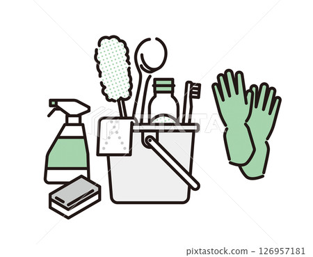 Simple illustration of cleaning tools vector illustration 126957181