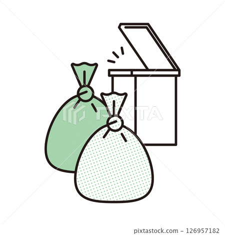 Simple illustration of a garbage bag and a garbage can vector illustration 126957182