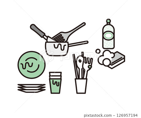 Simple illustration of dirty dishes vector illustration 126957194