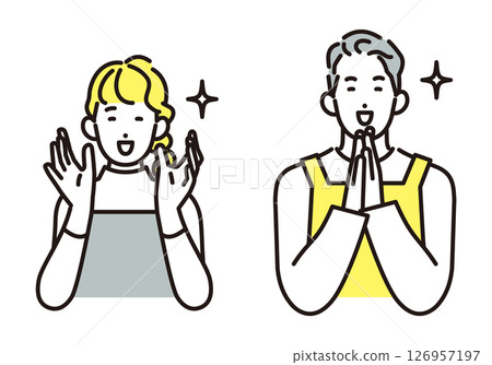 Simple illustration of a smiling young couple Simple illustration of a smiling young couple 126957197