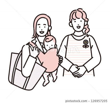 簡單的例子：年輕的女保母、嬰兒和母親 126957205