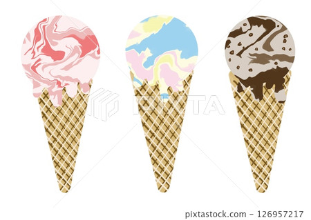 Colorful Marble Ice Cream Trio 126957217