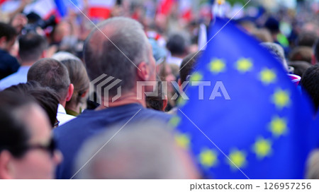 Warsaw, Poland. 25.05.2025. The Great March of Patriots by Rafal Trzaskowski. Hundreds of thousands march to show support for democracy. March in support of the presidential candidate. Warsaw, Poland. 25.05.2025. The Great March of Patriots by Rafal Trzaskowski. Hundreds of thousands march to show support for democracy. March in support of the presidential candidate. 126957256