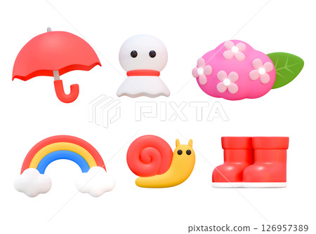 Cute rainy season icon (red) 126957389