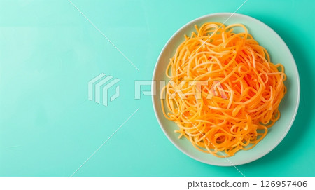 Noodle flour noodle gluten free healthy pasta vegetable ingredient on blue background 126957406